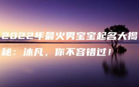 2022年最火男宝宝起名大揭秘：沐凡，你不容错过！