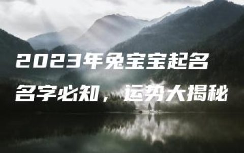 2023年兔宝宝起名名字必知，运势大揭秘