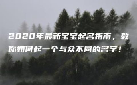 2020年最新宝宝起名指南，教你如何起一个与众不同的名字！