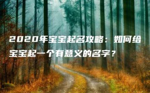 2020年宝宝起名攻略：如何给宝宝起一个有意义的名字？