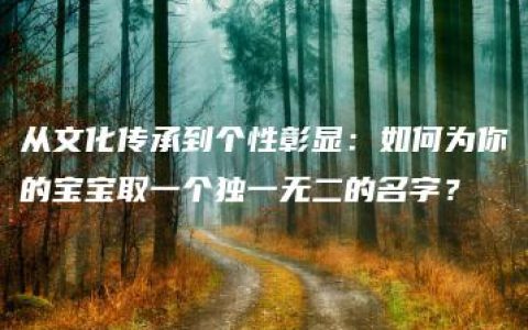 从文化传承到个性彰显：如何为你的宝宝取一个独一无二的名字？