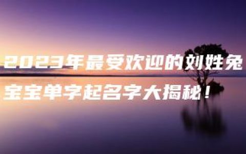 2023年最受欢迎的刘姓兔宝宝单字起名字大揭秘！