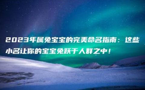 2023年属兔宝宝的完美命名指南：这些小名让你的宝宝兔跃于人群之中！