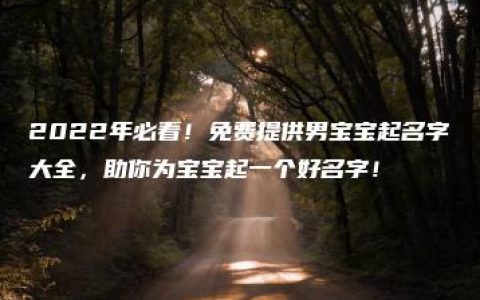 2022年必看！免费提供男宝宝起名字大全，助你为宝宝起一个好名字！