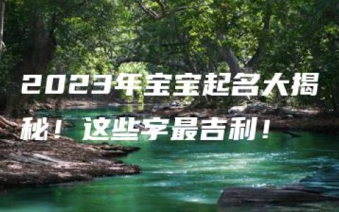 2023年宝宝起名大揭秘！这些字最吉利！