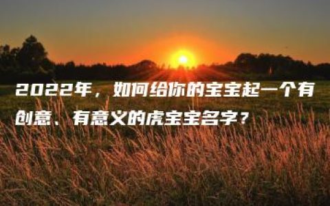 2022年，如何给你的宝宝起一个有创意、有意义的虎宝宝名字？