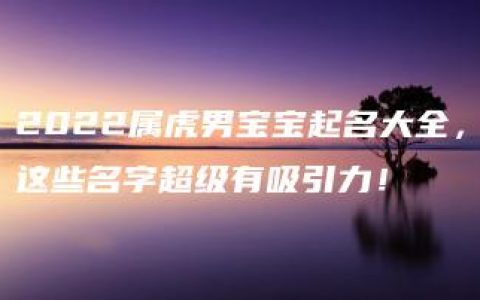 2022属虎男宝宝起名大全，这些名字超级有吸引力！