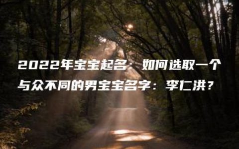 2022年宝宝起名：如何选取一个与众不同的男宝宝名字：李仁洪？