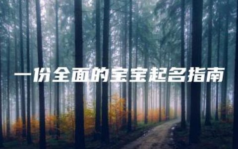 一份全面的宝宝起名指南