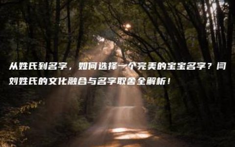 从姓氏到名字，如何选择一个完美的宝宝名字？闫刘姓氏的文化融合与名字取舍全解析！