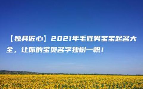 【独具匠心】2021年毛姓男宝宝起名大全，让你的宝贝名字独树一帜！