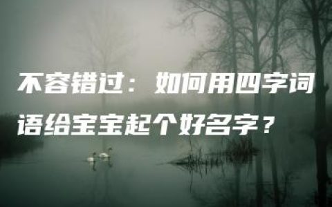 不容错过：如何用四字词语给宝宝起个好名字？