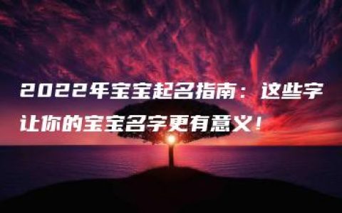 2022年宝宝起名指南：这些字让你的宝宝名字更有意义！