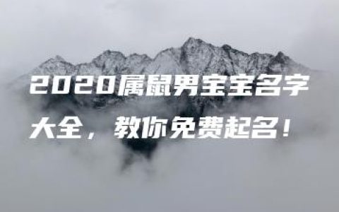 2020属鼠男宝宝名字大全，教你免费起名！