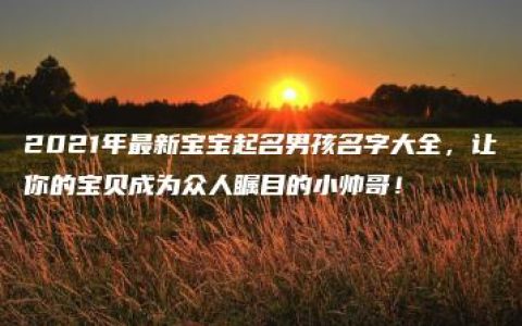 2021年最新宝宝起名男孩名字大全，让你的宝贝成为众人瞩目的小帅哥！