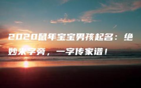 2020鼠年宝宝男孩起名：绝妙米字旁，一字传家谱！