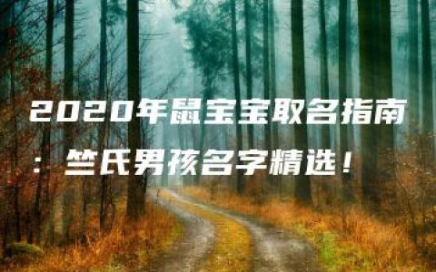 2020年鼠宝宝取名指南：竺氏男孩名字精选！