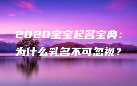 2020宝宝起名宝典：为什么乳名不可忽视？