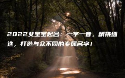 2022女宝宝起名：一字一音，精挑细选，打造与众不同的专属名字！