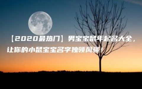 【2020最热门】男宝宝鼠年起名大全，让你的小鼠宝宝名字独领风骚！