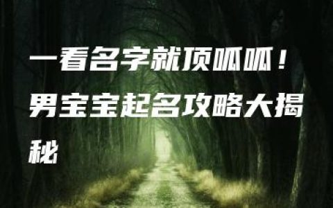 一看名字就顶呱呱！男宝宝起名攻略大揭秘