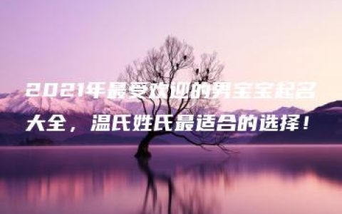 2021年最受欢迎的男宝宝起名大全，温氏姓氏最适合的选择！