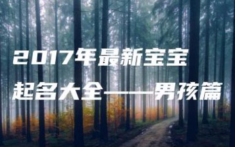 2017年最新宝宝起名大全——男孩篇