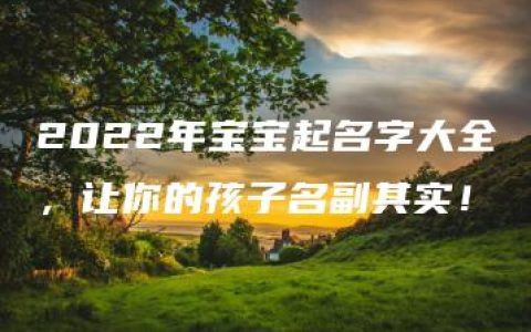 2022年宝宝起名字大全，让你的孩子名副其实！