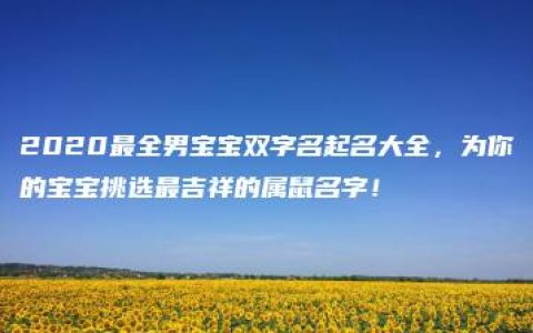 2020最全男宝宝双字名起名大全，为你的宝宝挑选最吉祥的属鼠名字！