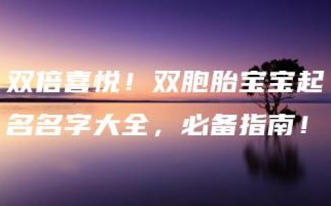 双倍喜悦！双胞胎宝宝起名名字大全，必备指南！