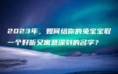 2023年，如何给你的兔宝宝取一个好听又寓意深刻的名字？