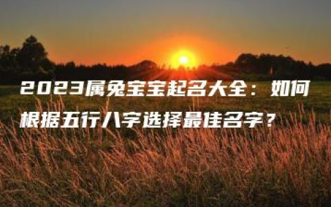 2023属兔宝宝起名大全：如何根据五行八字选择最佳名字？