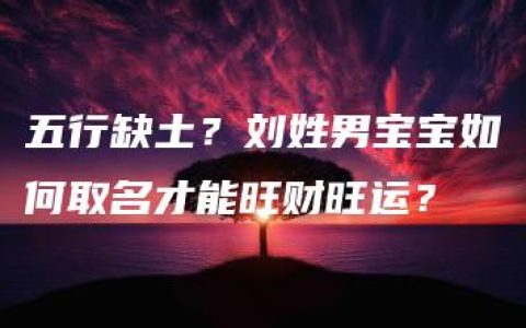 五行缺土？刘姓男宝宝如何取名才能旺财旺运？