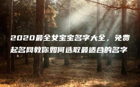 2020最全女宝宝名字大全，免费起名网教你如何选取最适合的名字