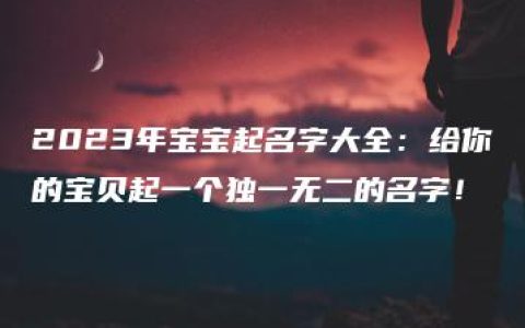 2023年宝宝起名字大全：给你的宝贝起一个独一无二的名字！