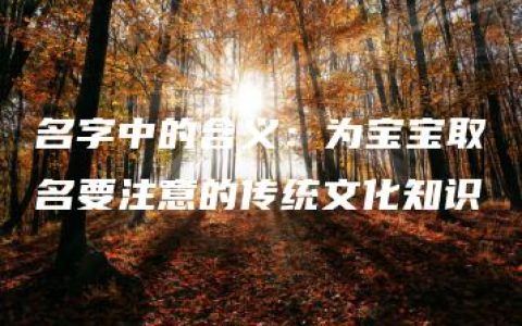 名字中的含义：为宝宝取名要注意的传统文化知识