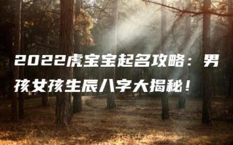 2022虎宝宝起名攻略：男孩女孩生辰八字大揭秘！