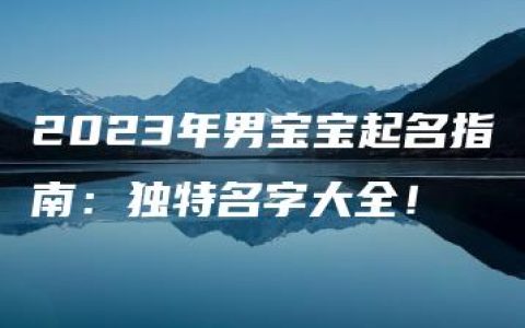 2023年男宝宝起名指南：独特名字大全！