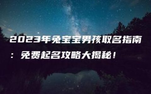 2023年兔宝宝男孩取名指南：免费起名攻略大揭秘！