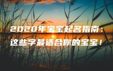 2020年宝宝起名指南：这些字最适合你的宝宝！