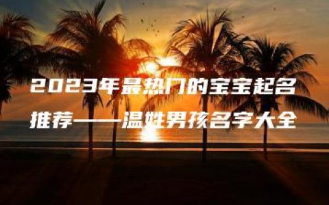 2023年最热门的宝宝起名推荐——温姓男孩名字大全