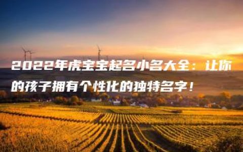 2022年虎宝宝起名小名大全：让你的孩子拥有个性化的独特名字！