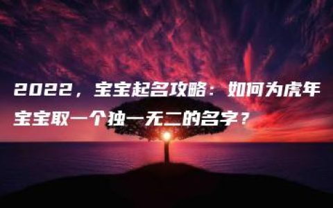 2022，宝宝起名攻略：如何为虎年宝宝取一个独一无二的名字？