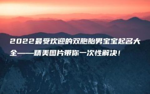 2022最受欢迎的双胞胎男宝宝起名大全——精美图片带你一次性解决！