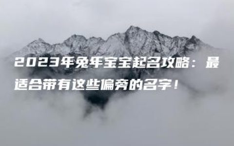 2023年兔年宝宝起名攻略：最适合带有这些偏旁的名字！