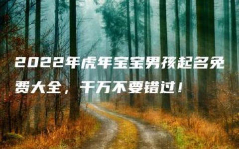 2022年虎年宝宝男孩起名免费大全，千万不要错过！