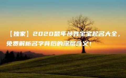 【独家】2020鼠年孙姓宝宝起名大全，免费解析名字背后的深层含义！