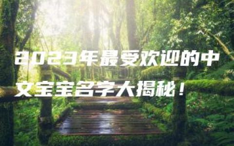 2023年最受欢迎的中文宝宝名字大揭秘！