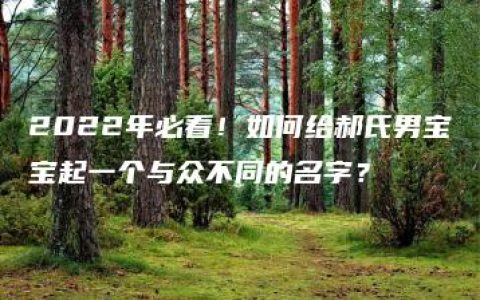 2022年必看！如何给郝氏男宝宝起一个与众不同的名字？