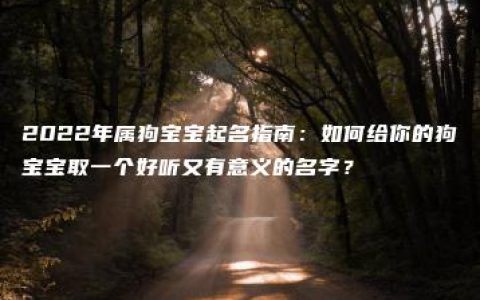 2022年属狗宝宝起名指南：如何给你的狗宝宝取一个好听又有意义的名字？